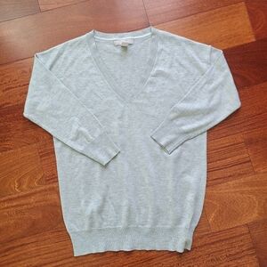 Banana Republic Women's Soft Gray V-Neck Sweater with quarter sleeves